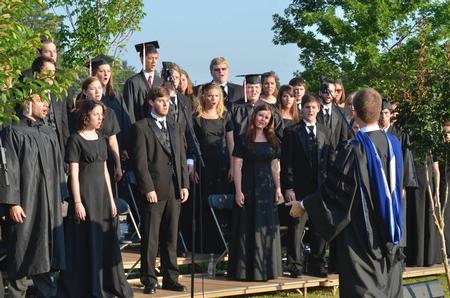 Union University Singers perform <em>All Flesh is Grass</em> under the direction of Chris Mathews, associate professor of music and department chair, during spring graduation. - Photo by Morris Abernathy