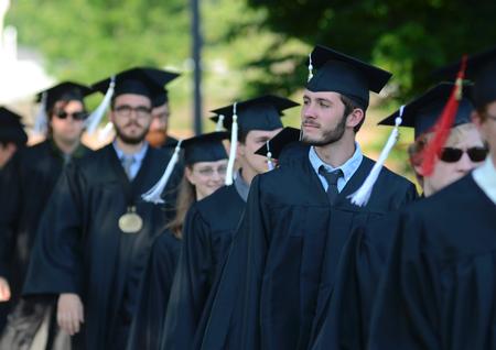 Jordan Howerton, Christian ethics major, walks with the class of 2012 during the spring graduation processional. - Photo by Jacob Moore