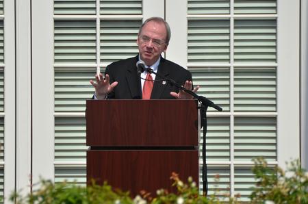 David S. Dockery, president of the University, addresses attendees of the dedication of the new facility in Hendersonville.  - Photo by Morris Abernathy