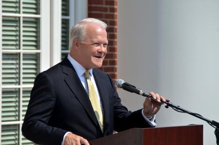 Frank Page, president of the executive committee of the SBC, gives the benediction at the dedication of the Hendersonville facility. - Photo by Morris Abernathy