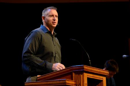 Vance Pitman, senior pastor of Hope Church in Las Vegas, Nevada, speaks in chapel. - Photo by Ebbie Davis