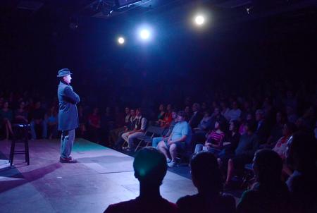 Guest artist Tom Lawton performs C.S. Lewis's <em>The Great Divorce</em> in front of a full house in the W.D. Powell Theater. - Photo by Jacob Moore
