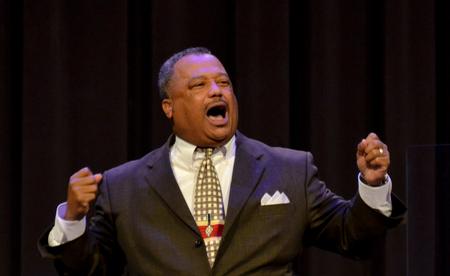Fred Luter, president of the Southern Baptist Convention and senior pastor of Franklin Avenue Baptist Church in New Orleans, La., speaks in chapel.  - Photo by Morris Abernathy