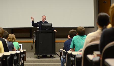 David S. Dockery, president of the university, answers questions from students at Student Senate. - Photo by Jacob Moore