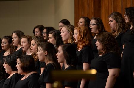 The womens choir performs at First Baptist Church during the annual Fall Choral Concert. - Photo by Jacob Moore