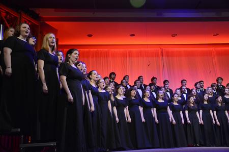 Members of the vocal ensembles perform "A Highland Carol" in the chapel during "A Union Christmas." - Photo by Zac Calvert