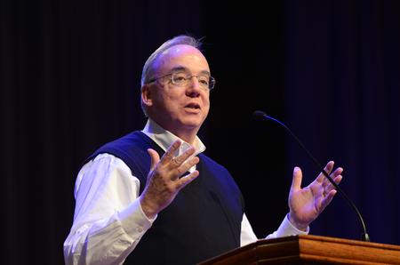 David S. Dockery, president of the university, speaks in chapel about the significance of being mission-focused and used the life and impact of Lottie Moon and other pivotal missionaries as examples to follow. - Photo by Zac Calvert