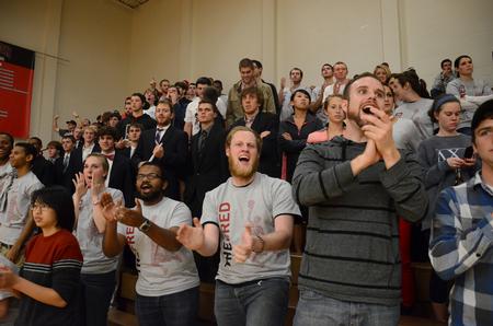 Students cheer on the Bulldogs during Union's first game as a member of the Gulf South Conference. - Photo by Jacob Moore