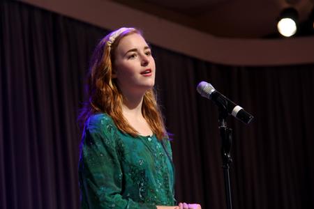Kelsie Leaf, freshman public relations major, leads music during chapel. - Photo by Matt McDaniel