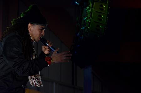 Hip hop artist Dee-1 performs during the Homecoming concert in the G.M. Savage Memorial Chapel.  - Photo by Anne Richoux