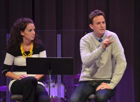 Ben Mandrell, pastor of Englewood Baptist church in Jackson, TN, speaks in chapel with his wife Lynley for the Crabtree Family Life Series. - Photo by Morris Abernathy