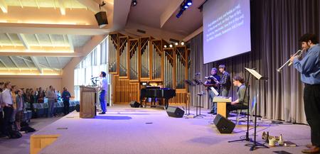 Students lead music together during chapel. - Photo by Olivia Wallace