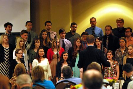 University Singers perform at Psalmfest during the Read, Pray, Sing conference in the Grant Center.  - Photo by Anne Richoux