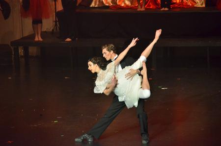 Nick Fleming, sophomore ministries and missions major, and Tori Brooks, junior English creative writing major, perform in the Zeta rendition of Phantom of the Opera for the 16th annual Variety Show. - Photo by Morris Abernathy