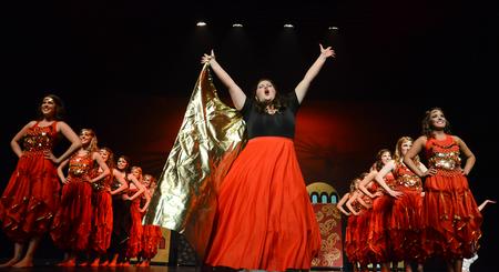 Kate Lawrence, junior business administration major, plays Carlotta in Zeta Tau Alpha's interpretation of "The Phantom of the Opera" during the 16th annual Variety Show. - Photo by Jacob Moore