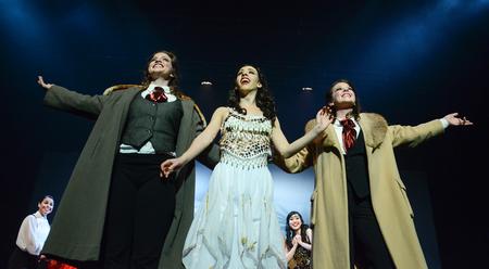 Brooke Dickson, Tori Brooks, and Cammie Jones perform in Zeta Tau Alpha's interpretation of "The Phantom of the Opera" during the 16th annual Variety Show. - Photo by Jacob Moore