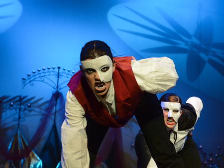 Claudia Velasco, senior accounting major, portrays the Phantom in Zeta Tau Alpha's Variety Show performance. - Photo by Jacob Moore