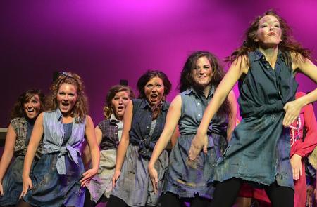 Members of Chi Omega perform an adaptation of "Annie" during the 16th annual Variety Show held at the Carl Perkins Civic Center. - Photo by Jacob Moore