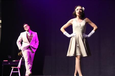 Caisie Jordan, junior special education major, and Austin Gray, junior music major, sing a duet during the Kappa Delta performance for the 16th annual Variety Show. - Photo by Matt McDaniel