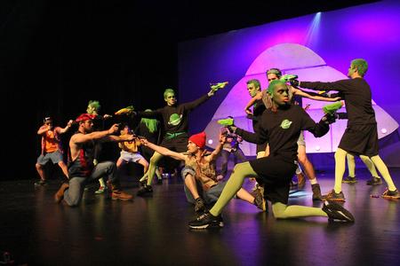 The members of Lambda Chi Alpha act out an alien scene in their performance during the 16th annual Variety Show at the Carl Perkins Civic Center. - Photo by Matt McDaniel