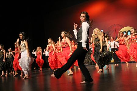 Brooke Dickson, senior nursing major, dances in the Zeta Tau Alpha large group performance during the 16th annual Variety Show. - Photo by Matt McDaniel
