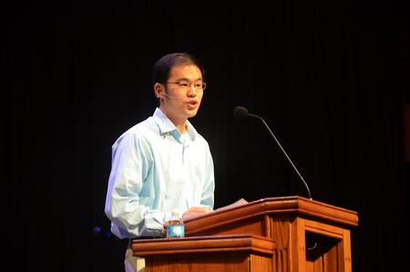 Kevin Chen, assistant professor of Biblical studies, speaks in chapel. - Photo by Matt McDaniel