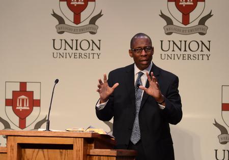 Garland Hunt, president of Prison Fellowship Ministries, speaks on "Passion for the Least'" during the Salt and Light in the Public Square conference in the Carl Grant Events Center. - Photo by Jacob Moore