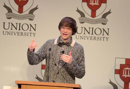 Greg Thornbury, vice president for spiritual life and dean of the school of theology and missions, speaks on "Charles Colson: Legatee of the Carl F.H. Henry Theological Vision" during the Salt and Light in the Public Square conference. - Photo by Jacob Moore