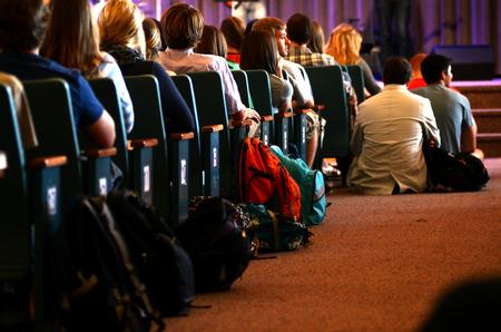 Chapel was so well-attended that some students had to sit in the aisles. - Photo by Amanda Rohde