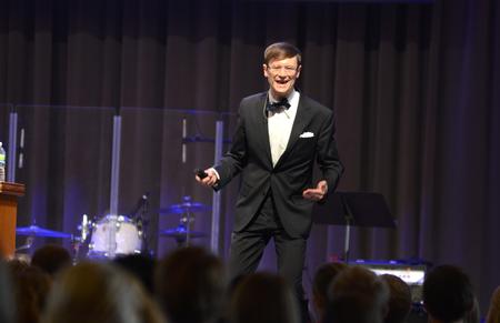 Greg Thornbury, president of The King's College in New York, shares with students in chapel about the importance of faith. - Photo by Amanda Rohde
