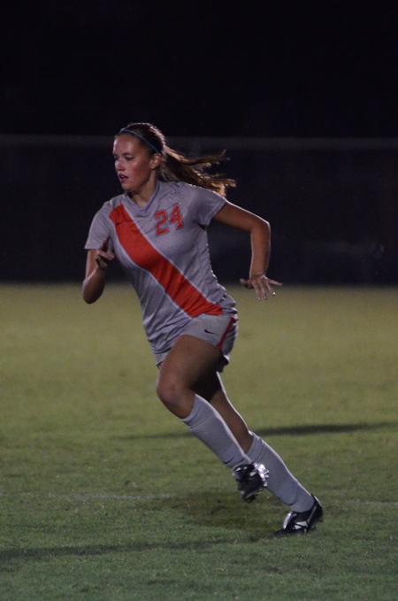 Lady Bulldog Carson Hewett races after the ball during a game. Union defeated Trevecca Nazarene University 1-0. - Photo by Anne Richoux
