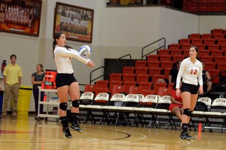 Lady Bulldog Morgan Morfe practices with her teammates prior to their game against Harding University. - Photo by Anne Richoux
