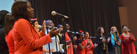 Latino/Hispanic Heritage Week.  Mosaic choir sings at the chapel service. - Photo by Morris Abernathy