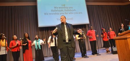 Latino/Hispanic Heritage Week.  Mosaic choir sings at the chapel service. - Photo by Morris Abernathy