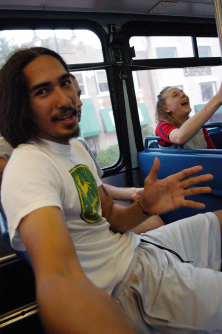 Junior William Gibbs takes the Jackson city bus to the mall to retrieve the next route marker in the Watters Amazing Race.
 - Photo by Jonathan Blair
