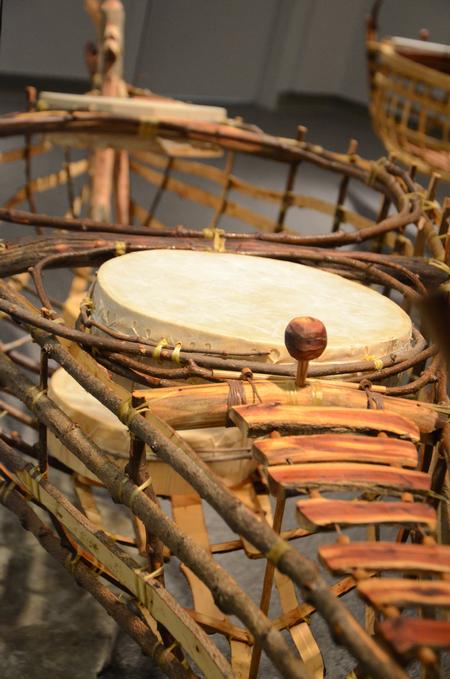 The show "Connections to Place" in the Union art gallery features the work of Rod Crossman, artist, associate professor of art, and artist in residence at Indiana Wesleyan University, who creates time machines that are intended for viewers to participate with. - Photo by Amanda Rohde