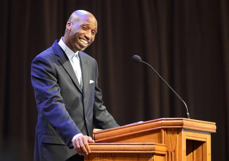 William Watson, pastor at Historic First Baptist Church in Jackson, speaks in chapel. - Photo by Matt McDaniel
