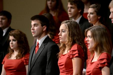 The Union University Singers, a premier vocal ensemble, returned from a small tour to perform at the Fall Choral Concert at First Baptist Church. - Photo by Amanda Rohde