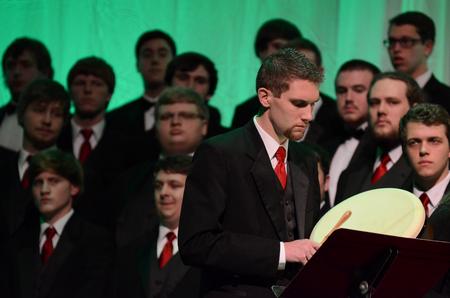 Senior Logan Brasher performs during the annual "A Union Christmas" in the G.M. Savage Memorial Chapel.  - Photo by Anne Richoux