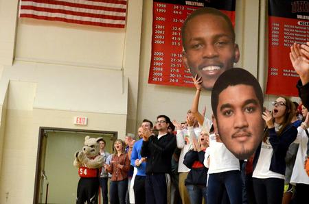 Students cheer for the Bulldogs in the last minutes of the game against University of West Georgia. - Photo by Anne Richoux