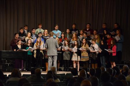 Union University singers perform during the prayer chapel in remembrance of Olivia Greenlee. - Photo by Matt McDaniel