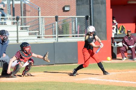 Lady Bulldog Cheyenne Mauldin bats during a game against  Hiwassee College at Fesmire Field. Union won 11-0.  - Photo by Anne Richoux