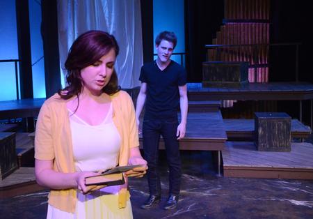 Hamlet, played by William Burke, senior music theory major, talks with Ophelia, played by Elizabel Sartin, freshman music performance major, in the Union University Players' production of "Hamlet." - Photo by Amanda Rohde