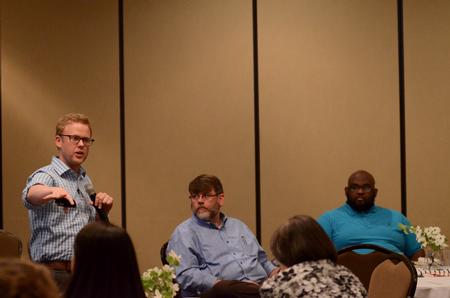 Donald Jordan, adjunct professor for the school of social work, speaks as a part of the "What's On Your Plate: Food Insecurity in the United States" conference.  - Photo by Anne Richoux
