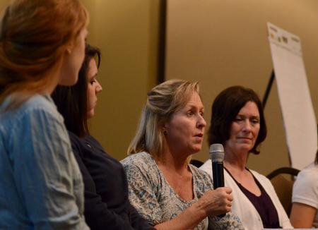 Amy Crenshaw, founder of ComeUnity Cafe, talks about the beginnings of the non-profit cafe and their work to end food insecurity during the "What's On Your Plate: Food Insecurity in the United States" social work conference.  - Photo by Anne Richoux