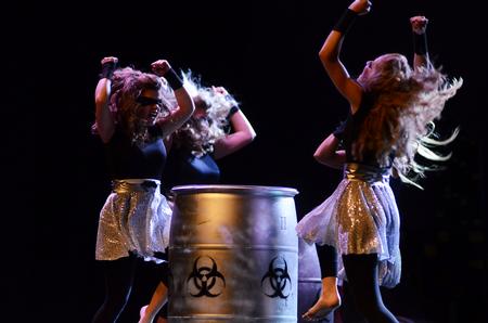 Rachel West (left), junior family studies major, dances in the Zeta Tau Alpha performance in the 17th Annual Variety Show at the Carl Perkins Civic Center. - Photo by Matt McDaniel