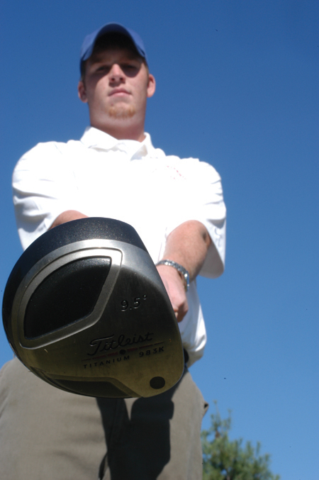 Freshman Chase Whitby prepared to tee off during practice. - Photo by Jonathan Blair