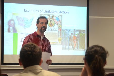 The political science department hosts "The Imperial Presidency?: Unilateral Decision Making and Constitutional Limits" to celebrate Constitution Day. - Photo by Meg Rushing