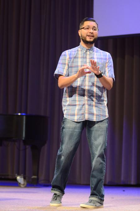 D.A. Horton, national coordinator for urban student missions at the North American Mission Board, speaks on Our Identity and Calling in Friday's GO Week chapel service. - Photo by Emily Stookey
