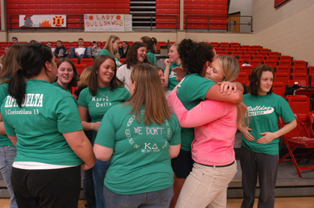 Members of Kappa Delta enjoyed conversation while waiting for Wild and Wacky games to begin.  - Photo by Kristen Nicole Sayres